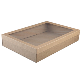 Cater Box Rect Extra Large with Lid Kraft - Each