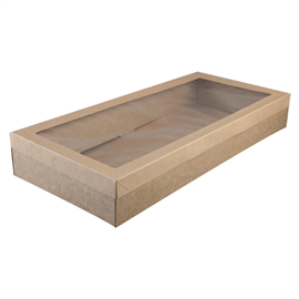 Cater Box Rect Large with Lid Kraft - Each