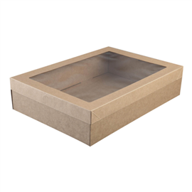 Cater Box Rect Med with Lid Kraft - Each