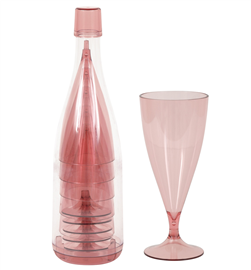 Champagne Glass Plastic Pink/Gold 5Pk