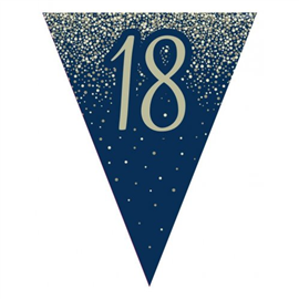 Flag Bunting Glitter Navy 18th