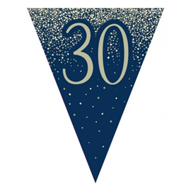 Flag Bunting Glitter Navy 30th