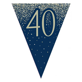 Flag Bunting Glitter Navy 40th