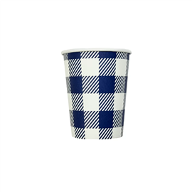 Gingham Blue Paper Cup 20pk