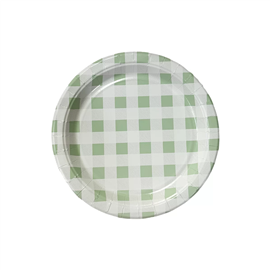 Gingham Green Paper Plate 9