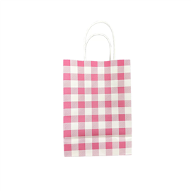 Gingham Pink Paper Bag 10pk