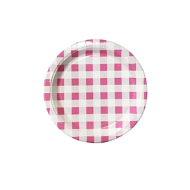 Gingham Pink Paper Plate 9