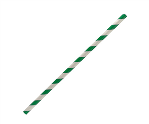 GREENMARK PAPER STRAW GREEN STRIPE REGULAR 250/PK