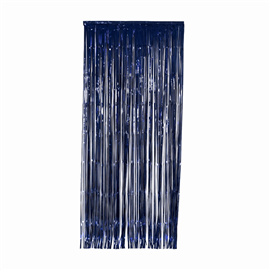 Metallic Foil Curtain Navy Blue