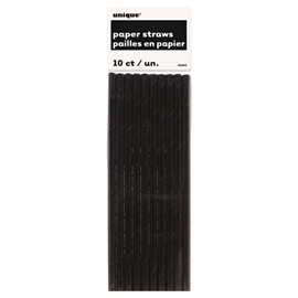 Paper Straws Black Foil 10/PK