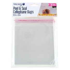Peel & Seal Cellophane Bags 12cm x 12cm 50/PK