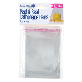 Peel & Seal Cellophane Bags 8cm x 8cm 100/PK