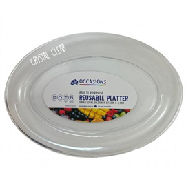 Platter Oval Reusable Clear 39.5x27.5x3.1cm