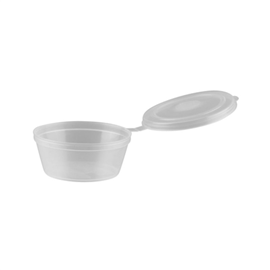 PORTION SAUCE CUP W/HINGED LID 30ML CLEAR 50/PK