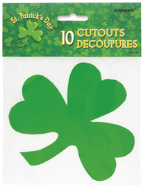 St Patricks Day Shamrock Cutout 10/Pk