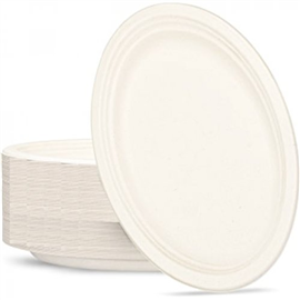 Sugarcane Plate Oval White 50/Pk