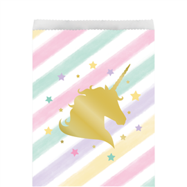 Unicorn Sparkle Gold Foil Stamp Paper Party Favor Bags 10/ Pack