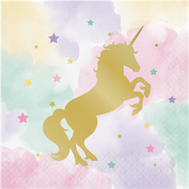 Unicorn Sparkle Gold Foil Stamped Lunch Napkins 16/ Pack