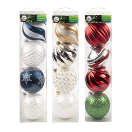 XMAS BAUBLE ORNAMENTS 150MM 4/PK 70512