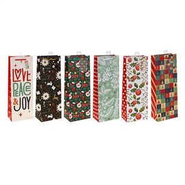 XMAS GIFT BAG BOTTLE 130X360X85MM 68402