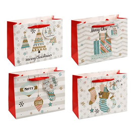 XMAS GIFT BAG MEDIUM FOIL 240X180X100MM 68375