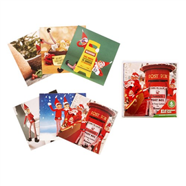 XMAS NAUGHTY ELVES CARDS 6/PK 125X125MM 64527