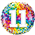 Balloon Foil 18 11th Rainbow Confetti Uninflated