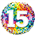 Balloon Foil 18 15th Rainbow Confetti Uninflated 