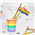 RAINBOW GOLD FOILED FLAG STRAW 16PK RA110