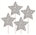 Cake Topper Stars Silver 4/ Pack